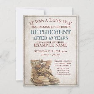 Carte Annonce de retraite avec de vieilles bottes