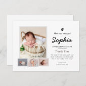 Carte annonce naissance simple avec photo, carte p (Devant / Derrière)