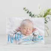 Carte annonce/ remerciement naissance garçon (Debout devant)