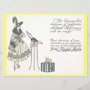 Carte Annonce vintage des années 1920 Casquette Milliner