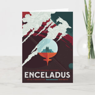 Carte Annonce Voyage Sci-Fi, Lune Encelade