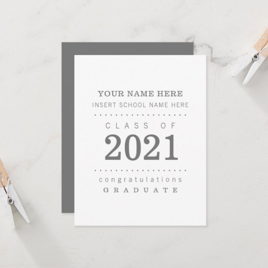 Carte Annonces de graduation sur mesure moderne et simpl (Devant/Arrière en situation)