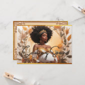 Carte Annonces de grossesse Soft Boho African Goddess (Devant/Arrière en situation)