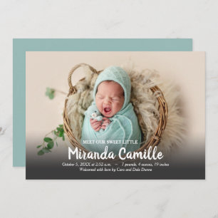 Carte Annonces de naissance de notre bébé doux