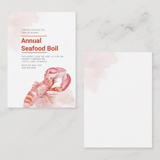 Carte annuelle de note de homard à ébullition de f (Devant / Derrière)