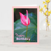 Carte Anthure rouge tropical de Maui, anniversaire (Fleur jaune)