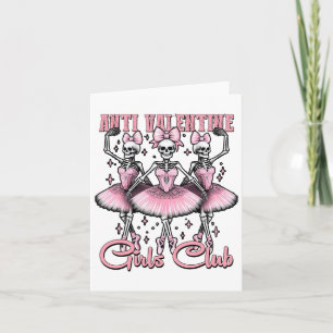 Carte Anti-valentine Club de filles squelettes en rose