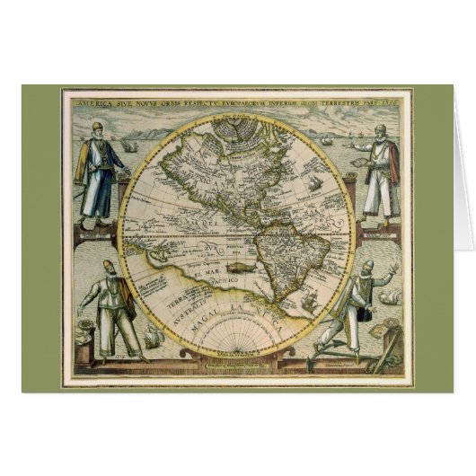 Carte antique, 1596, America Sive Novus Orbis (Devant horizontal)