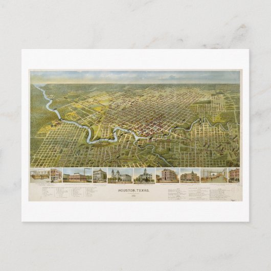 Carte Antique 1891 de Houston, Texas, Carte postal (Devant)