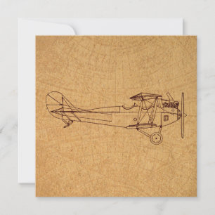 Carte Antique Airplane Retro Classic Aviation Map Style