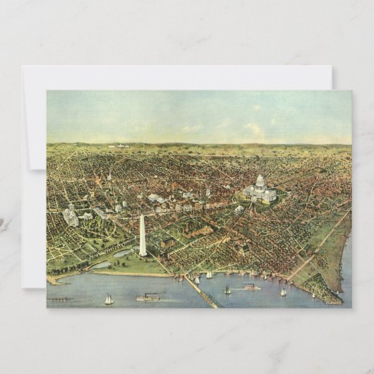 Carte antique avec une vue panoramique de Washingt (Devant)