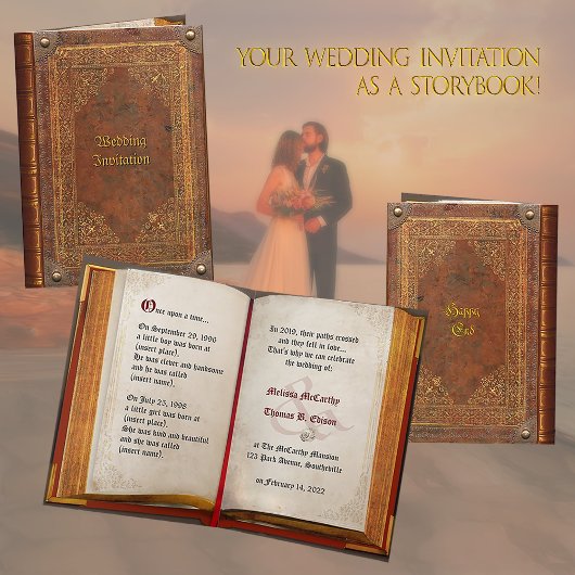 Carte Antique Book Wedding invite (personnalisable)