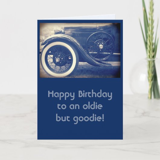 Carte Antique Classic Car Blue Joyeux Anniversaire (Devant)