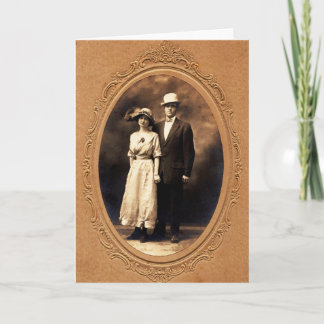 Carte Antique Couple 1910s Sepia Photo Retro Vieux mode