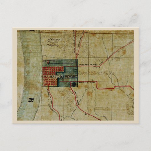 Carte antique de Baton Rouge Louisiana Area (Devant)