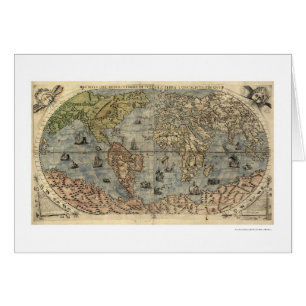 Carte antique de Forlani du monde par Paolo