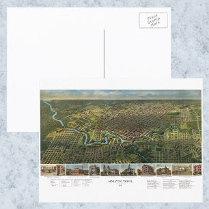 Carte antique de Houston, Texas avec la rivière Bu