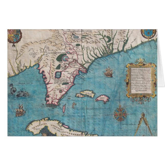 Carte antique de la Floride et du Cuba (Devant horizontal)