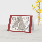 Carte antique de la Grande-Bretagne - carte de (Fleur jaune)