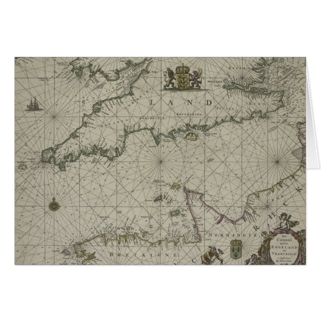 Carte antique de la Manche, 1666 (gravure de (Devant horizontal)