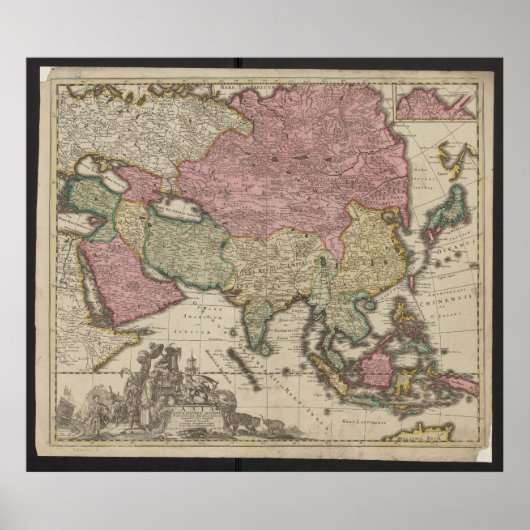 Carte antique de l'Asie 1700, Affiche de Chine (Devant)