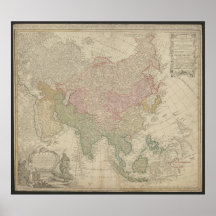 Carte antique de l'Asie 1744, Affiche de la Russie