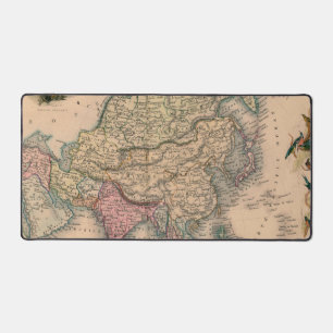Carte antique de l'Asie en sépia avec des régions