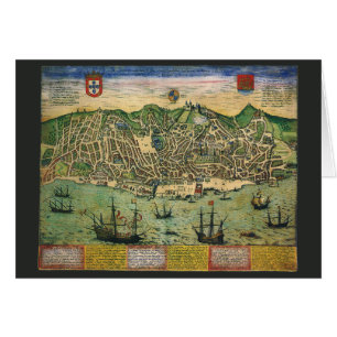 Carte antique de Lisbonne, Portugal par Braun/Hoge