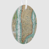 Carte antique de Lower Manhattan et de Central (devant)