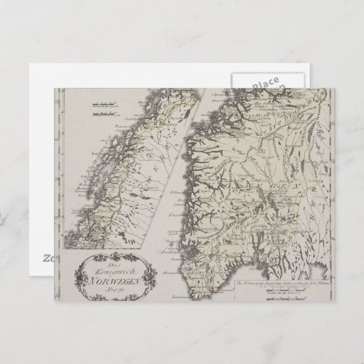 Carte antique de Norvège (Devant / Derrière)