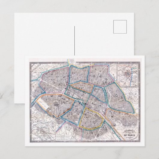 Carte antique de Paris (Devant / Derrière)