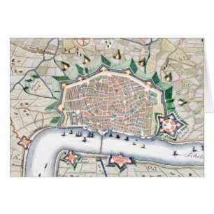 Carte antique de ville de forteresse d'Anvers,