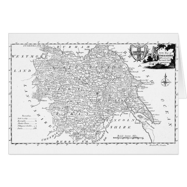 Carte antique de Yorkshire 1786 (Devant horizontal)