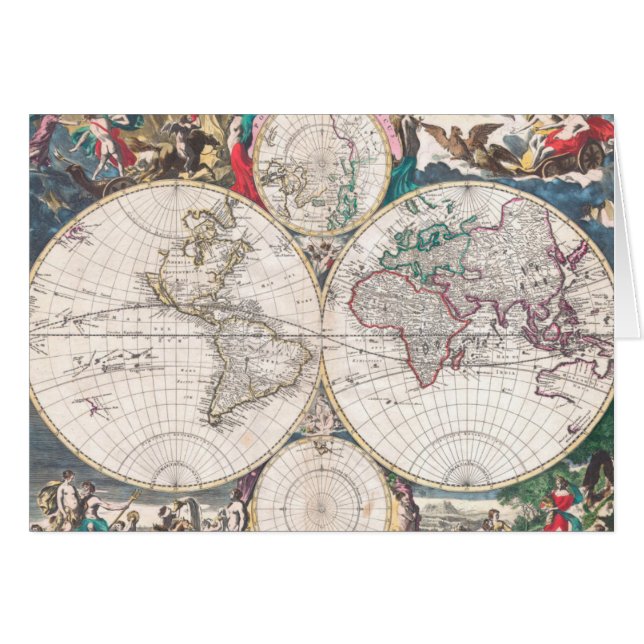 Carte antique du monde de Double-Hémisphère (Devant horizontal)