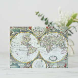 Carte antique du monde du 17e siècle, Frederick De