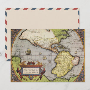 Carte antique du monde Les Amériques par Abraham O