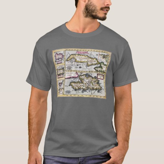 Carte antique du T-shirt des Caraïbes, îles (Devant)