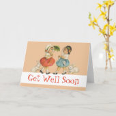 Carte Antique Enfants Rabat Art de Pâques (Fleur jaune)