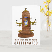 Carte Antique Espresso Machine Café PERSONNALISER IT Drô (Fleur jaune)