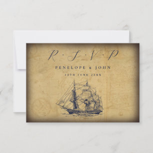 Carte antique Mariage d'illustration de navire nau