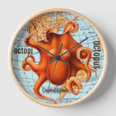 Carte antique Octopus Horloge murale (Recto)