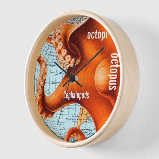 Carte antique Octopus Horloge murale (Angle)