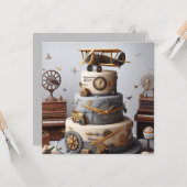 CARTE ANTIQUE RETRO AIRPLANE CAKE ANNIVERSAIRE (Devant/Arrière en situation)