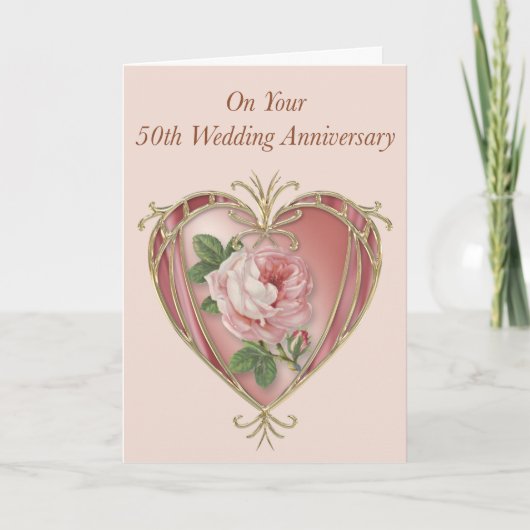 Carte Antique Rose 50e Anniversaire (Devant)