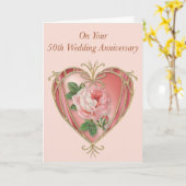 Carte Antique Rose 50e Anniversaire (Fleur jaune)