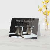 Carte Antique Tin Cups Joyeux anniversaire (Fleur jaune)