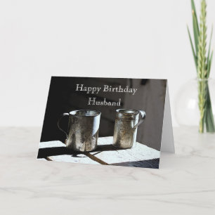 Carte Antique Tin Cups Mari Joyeux Anniversaire