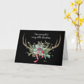 Carte Antlers de cerfs avec Bouquet de Noël (Fleur jaune)