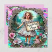 Carte ~ ANYA ~ Joyeux Anniversaire ~ Fille Paddling ~ (Devant / Derrière)