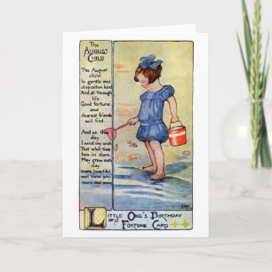 Carte Août Anniversaire fille à la plage